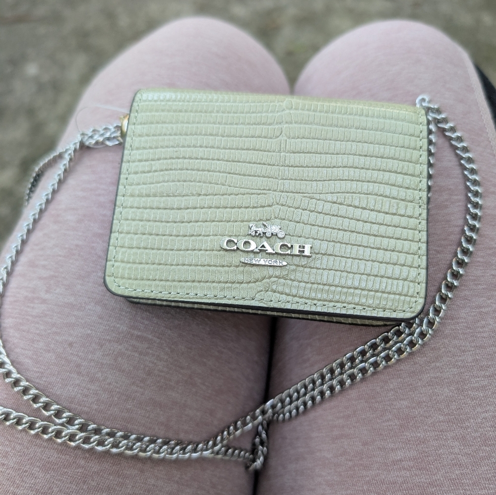 Coach Mini Wallet On A Chain Pale Green NEW WITH TAGS - Picture 2 of 8